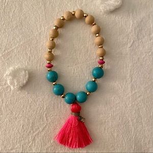 Wooden Beaded Tassel Bracelet